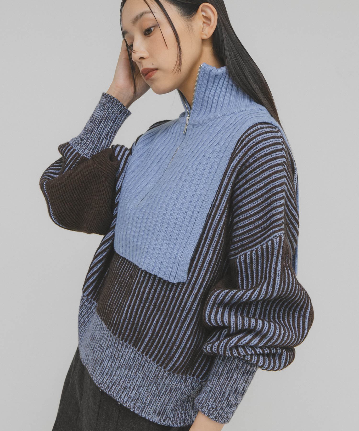  「レイヤードハーフZIPニット」|ニット・セーター|