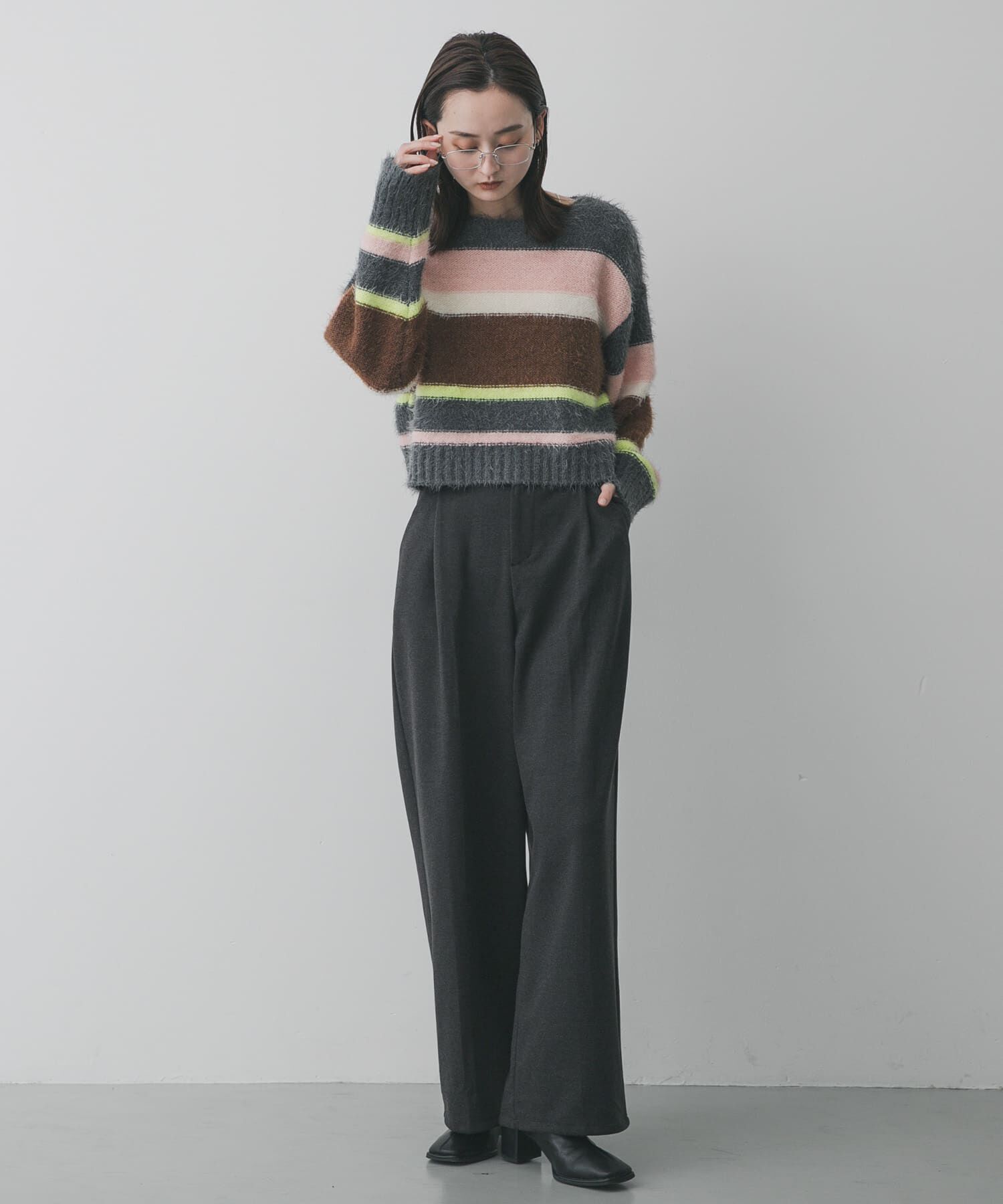 SENSE OF PLACE by URBAN RESEARCH「『洗濯可』シャギーハイショクボーダーニット」|ニット・セーター|