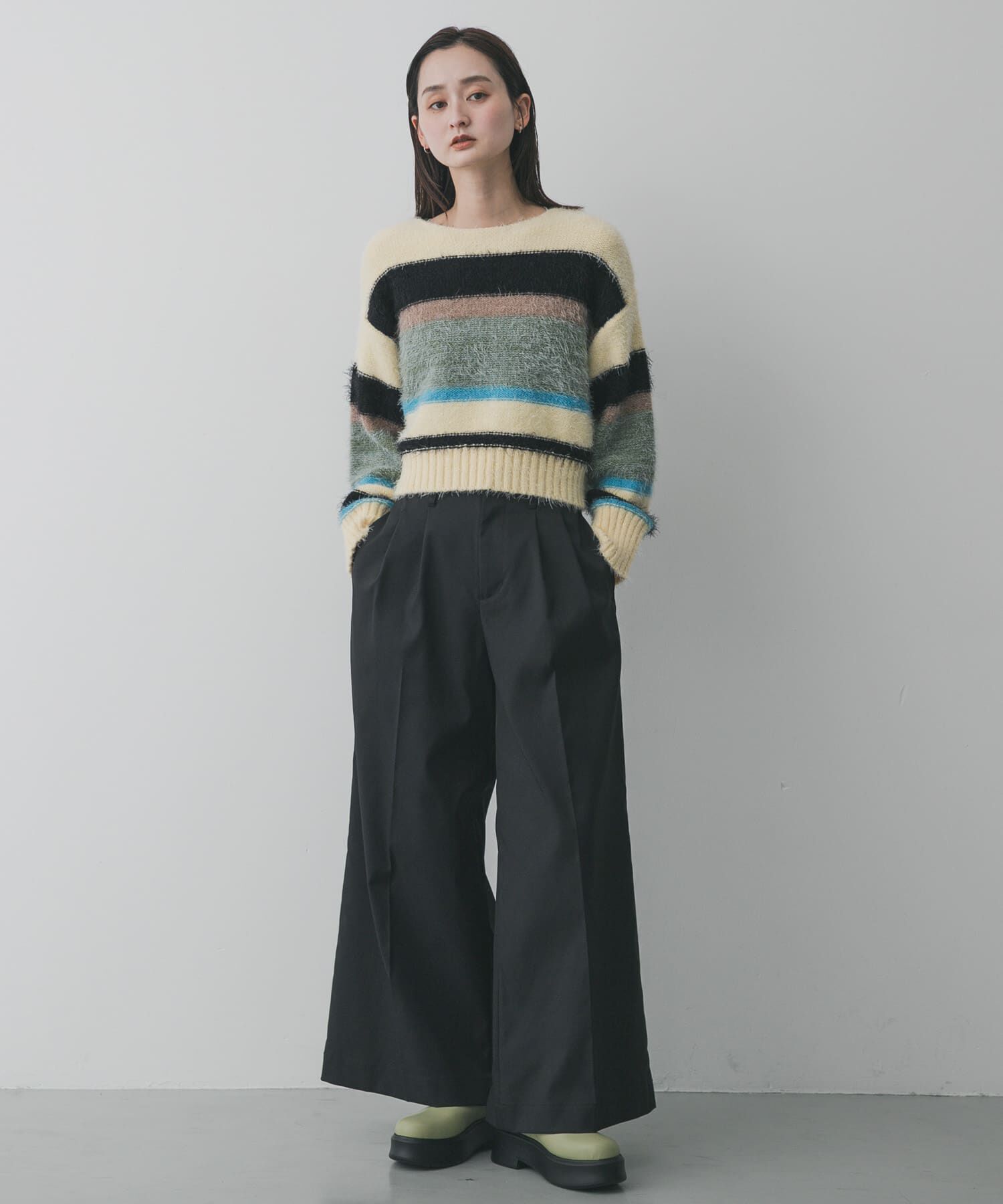 SENSE OF PLACE by URBAN RESEARCH「『洗濯可』シャギーハイショクボーダーニット」|ニット・セーター|