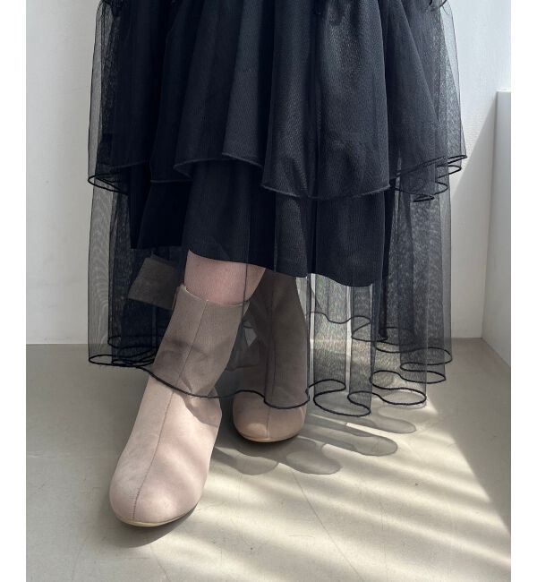  「☆ローヒール取り外しリボンブーツ」|ショートブーツ|