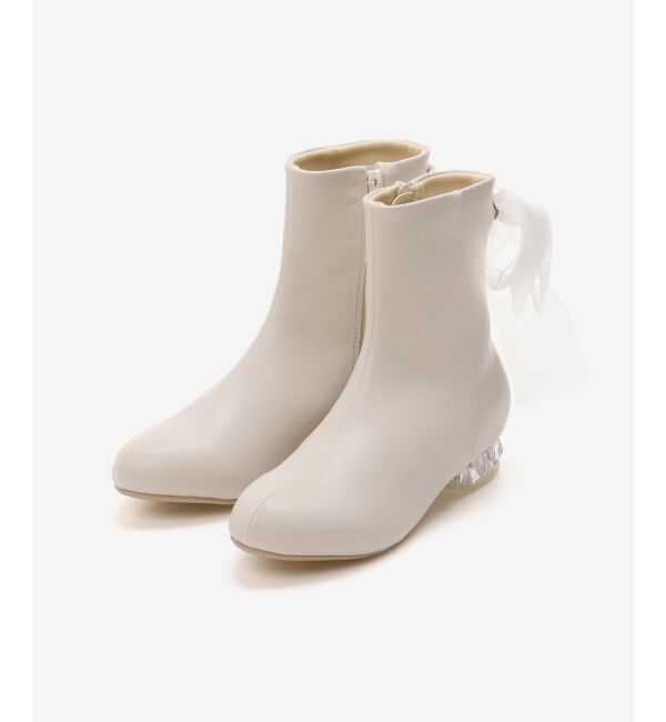  「☆ローヒール取り外しリボンブーツ」|ショートブーツ|