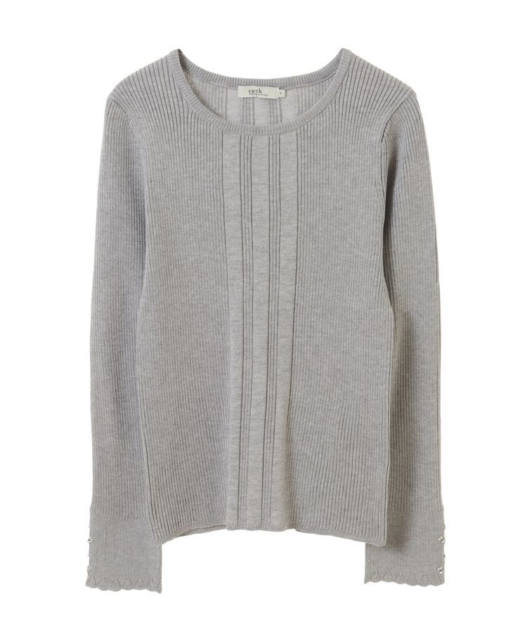 earth music&ecology「パール&ビジュースリーブプルオーバー」|ニット・セーター|