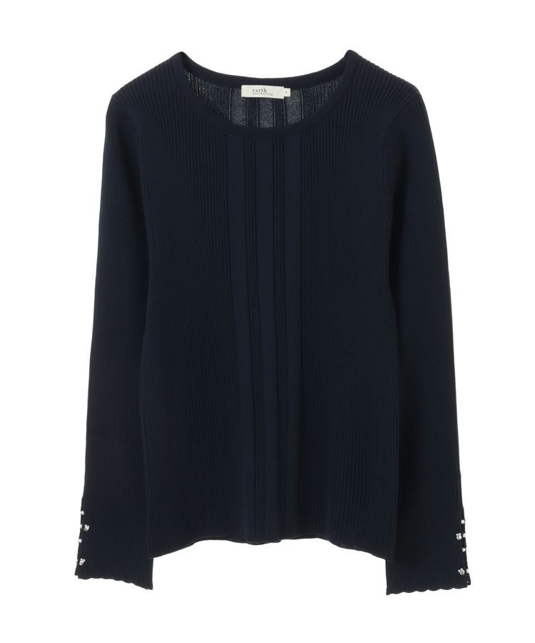 earth music&ecology「パール&ビジュースリーブプルオーバー」|ニット・セーター|