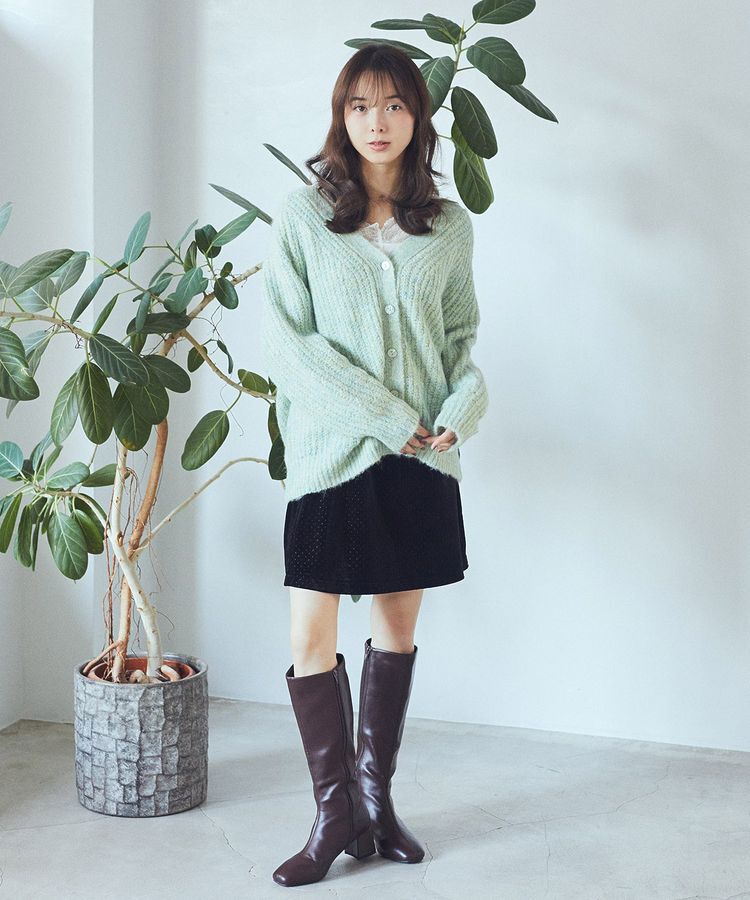 earth music&ecology「ベロアドットミニスカート」|タイト|