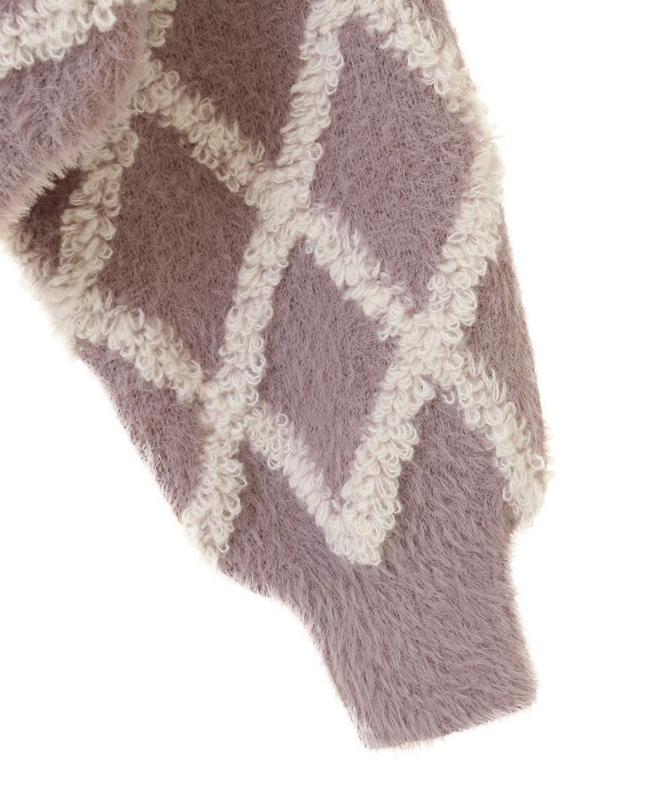 earth music&ecology「シャギーダイヤ柄ショートニットカーディガン」|カーディガン|