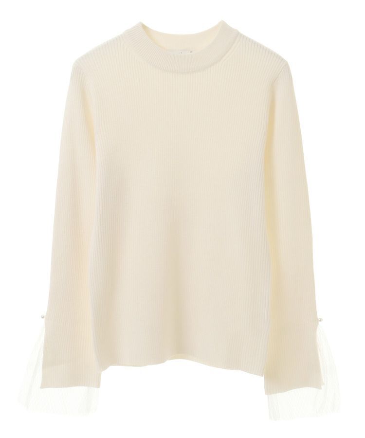 earth music&ecology「スリットチュールスリーブニットプルオーバー」|ニット・セーター|