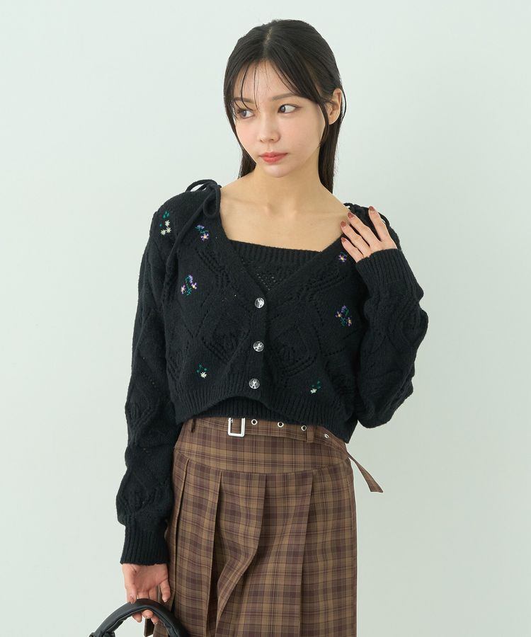 earth music&ecology「SET2点刺繍ビスチェ＋カーディガン」|カーディガン|