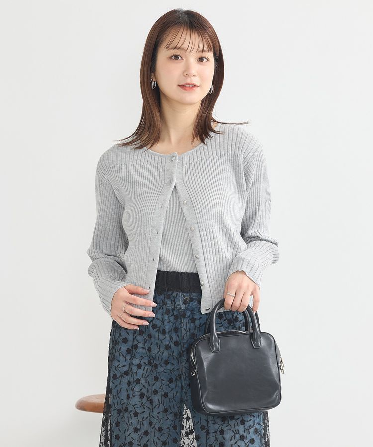 earth music&ecology「シルバープチ釦リブニットカーディガン」|カーディガン|