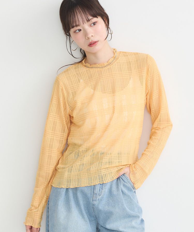 earth music&ecology「シアーチェックプルオーバー」|Tシャツ・カットソー|Orange