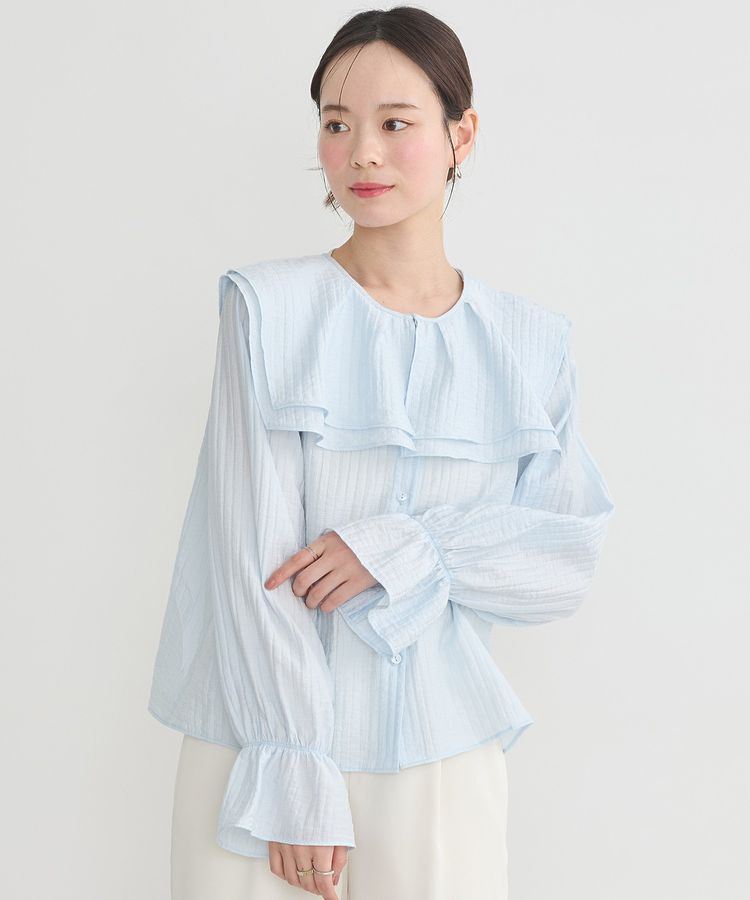 earth music&ecology「2WAYスクエアラッフルカラーブラウス」|シャツ・ブラウス|Sax