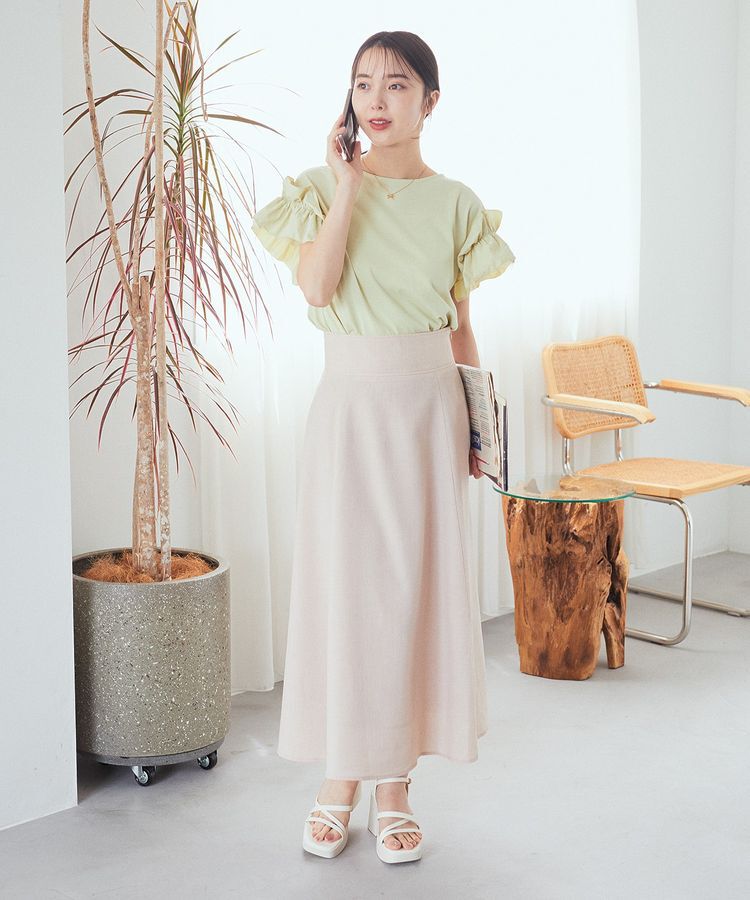 earth music&ecology「ギャザーフリルスリーブカットソー」|Tシャツ・カットソー|