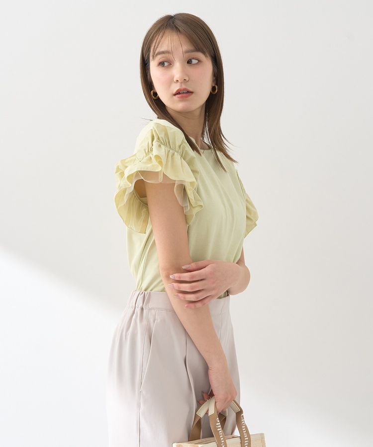 earth music&ecology「ギャザーフリルスリーブカットソー」|Tシャツ・カットソー|