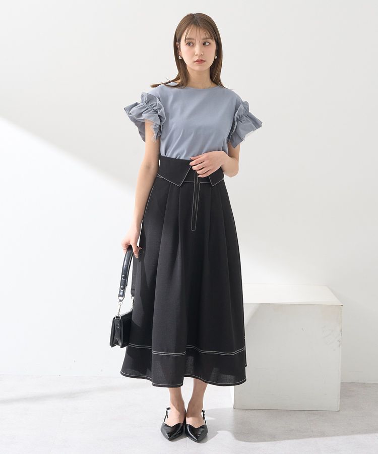 earth music&ecology「ギャザーフリルスリーブカットソー」|Tシャツ・カットソー|