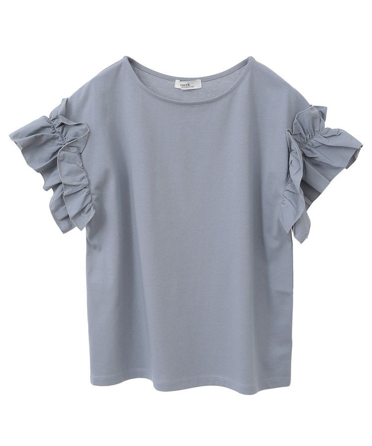 earth music&ecology「ギャザーフリルスリーブカットソー」|Tシャツ・カットソー|