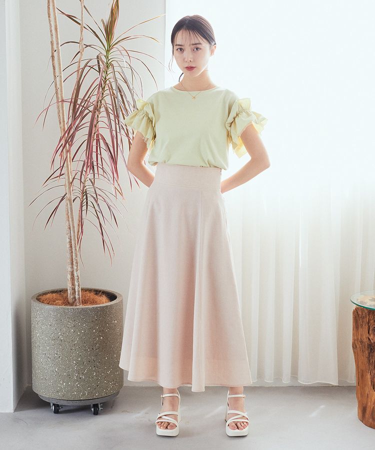 earth music&ecology「ギャザーフリルスリーブカットソー」|Tシャツ・カットソー|