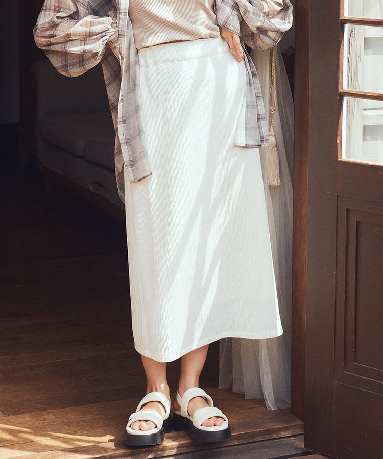 earth music&ecology「選べる丈カットナロースカート」|タイト|