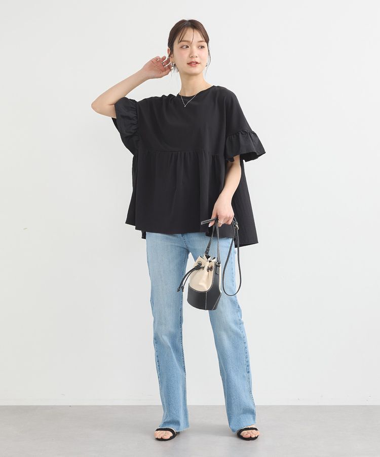 earth music&ecology「フリルドッキングポンチョT」|チュニック|