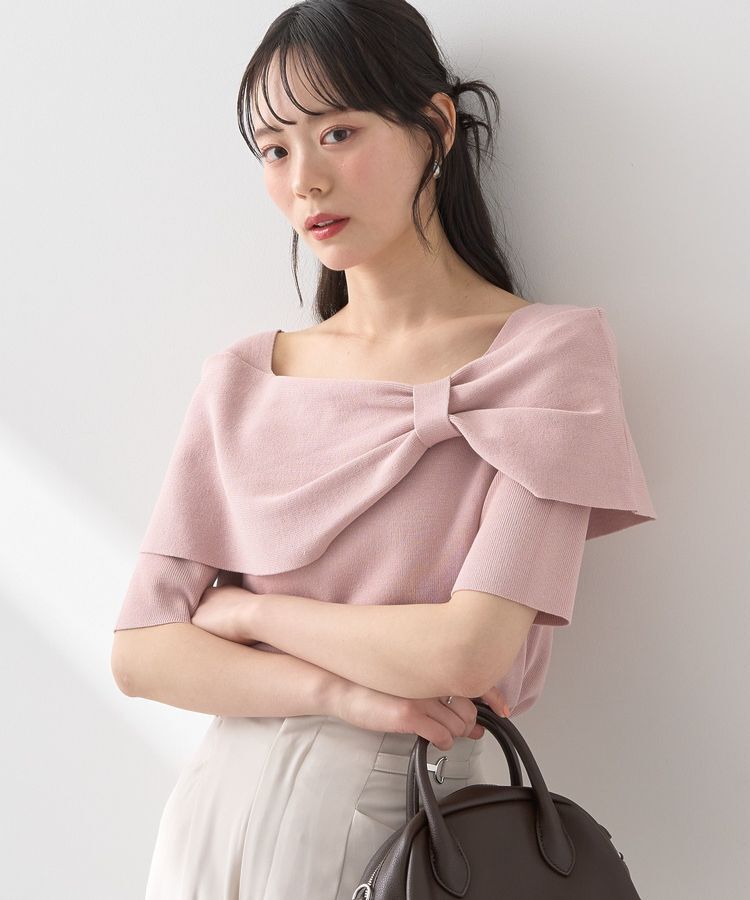 earth music&ecology「リボン半袖ニットプルオーバー」|ニット・セーター|