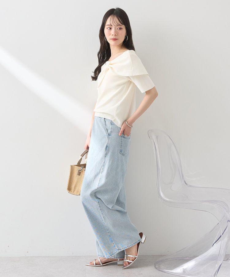 earth music&ecology「リボン半袖ニットプルオーバー」|ニット・セーター|