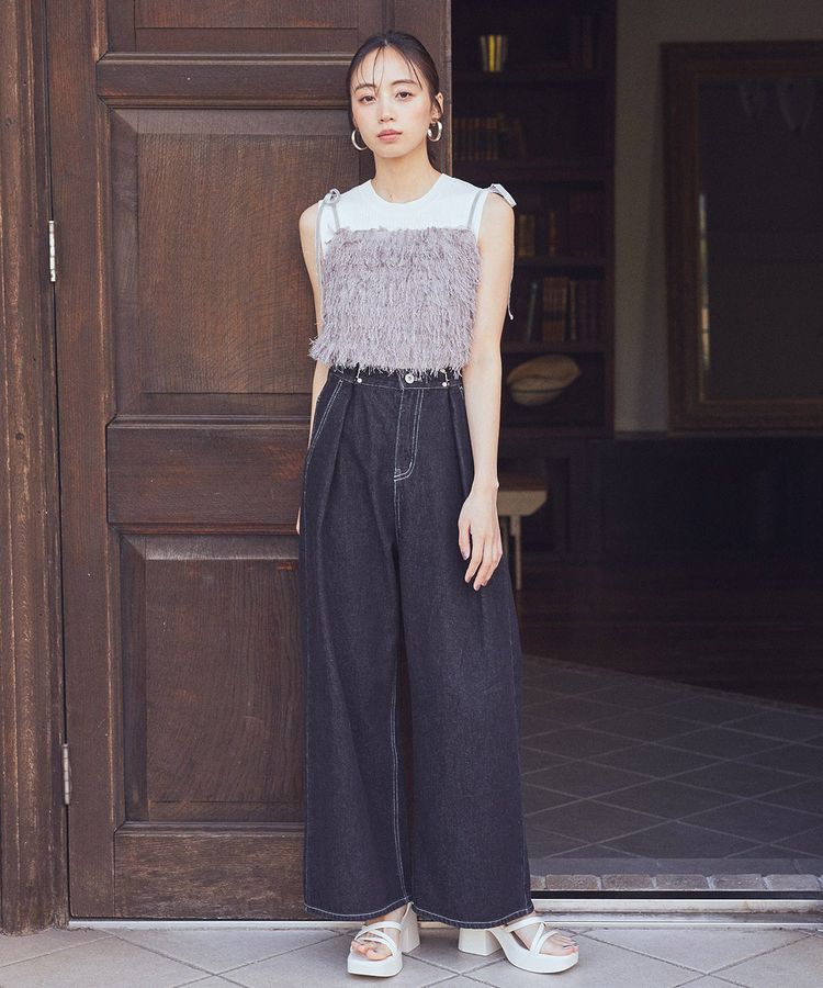 earth music&ecology「ラメミックスフェザービスチェ」|ベスト・ジレ|