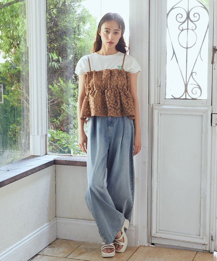 earth music&ecology「タックホックデニムパンツ」|デニム|