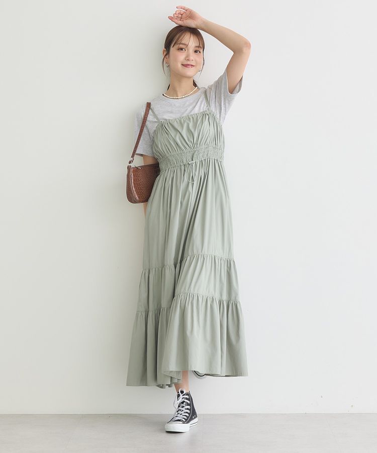 earth music&ecology「ドロストシャーリングキャミワンピース」|ワンピース|