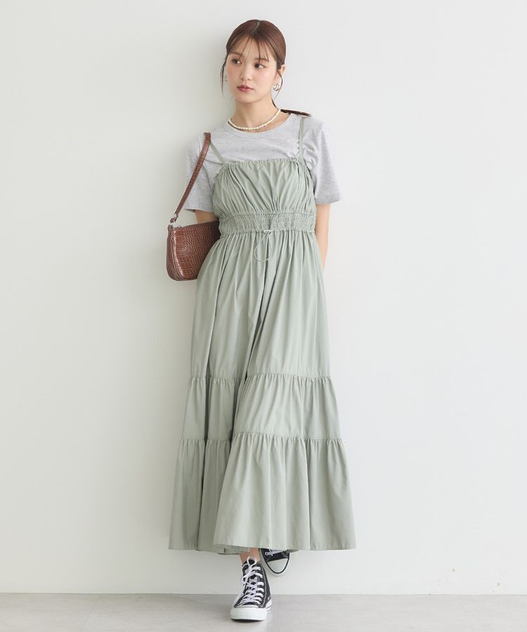 earth music&ecology「ドロストシャーリングキャミワンピース」|ワンピース|Light Khaki