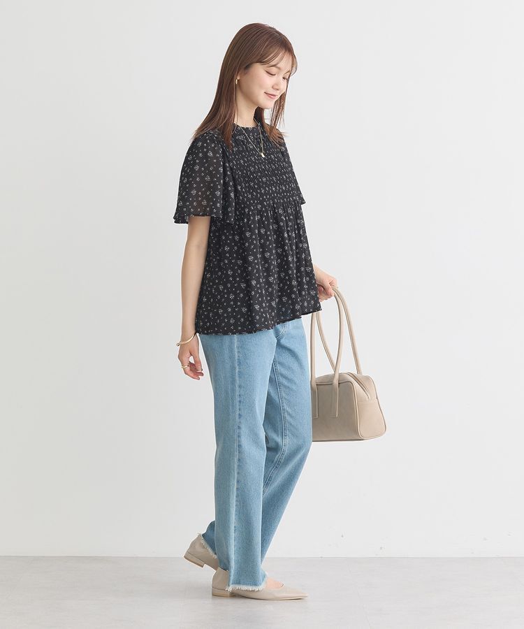 earth music&ecology「マジョリカプリーツ半袖ブラウス」|シャツ・ブラウス|