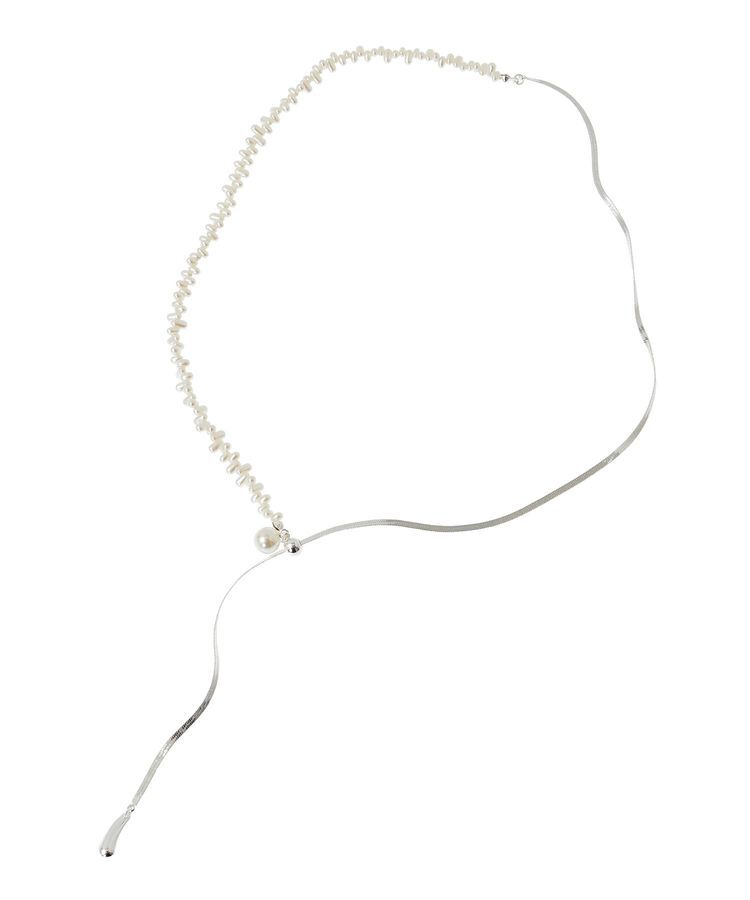 earth music&ecology「スネークチェーン&times;パールスライドロングネックレス」|ネックレス|