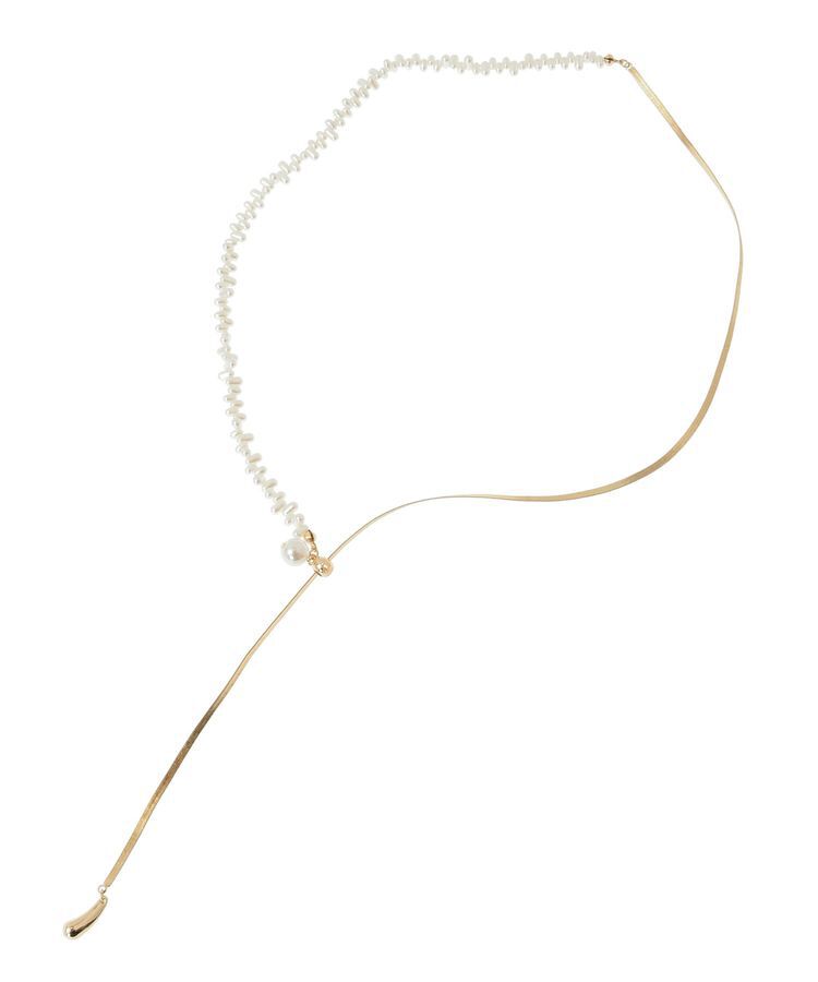 earth music&ecology「スネークチェーン&times;パールスライドロングネックレス」|ネックレス|
