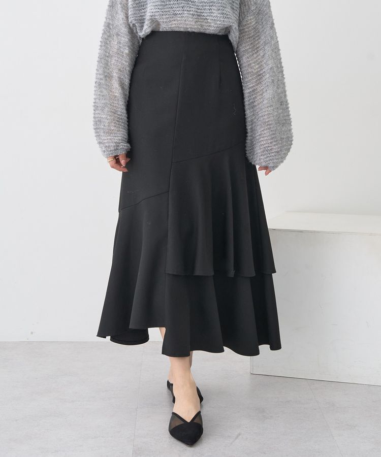 earth music&ecology「ティアードイレヘムスカート」|フレア|Black