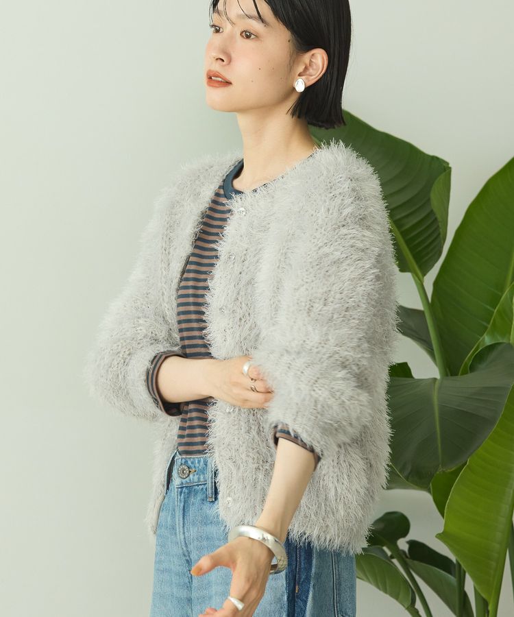 AMERICAN HOLIC「シャギーニットクルーネックカーディガン」|カーディガン|