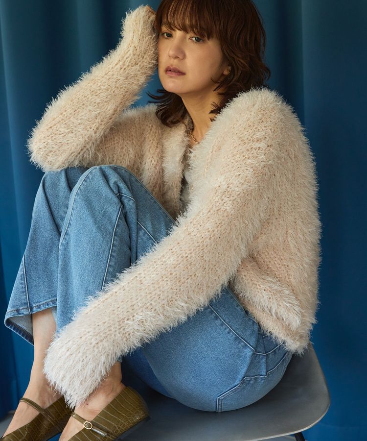 AMERICAN HOLIC「シャギーニットクルーネックカーディガン」|カーディガン|