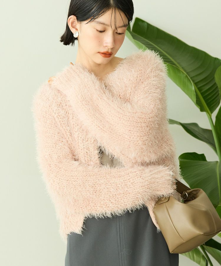 AMERICAN HOLIC「シャギーニットクルーネックカーディガン」|カーディガン|Pink