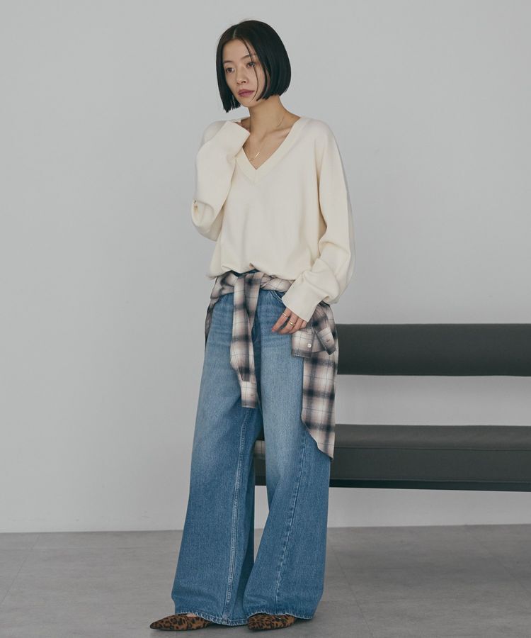 AMERICAN HOLIC「バイパチVネックニットプルオーバー＜静電気軽減＞」|ニット・セーター|