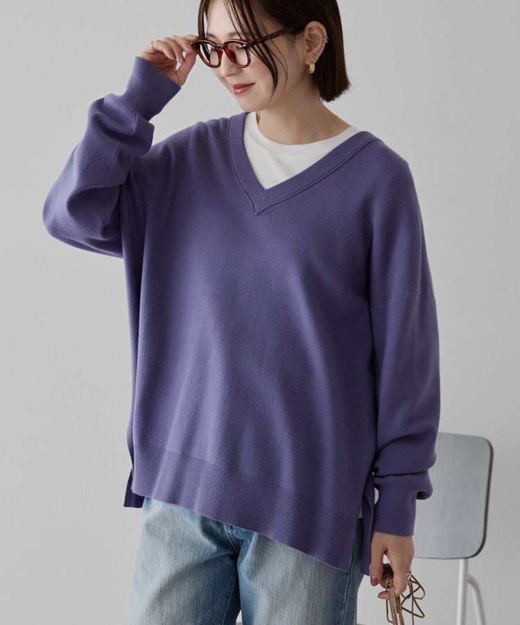 AMERICAN HOLIC「バイパチVネックニットプルオーバー＜静電気軽減＞」|ニット・セーター|