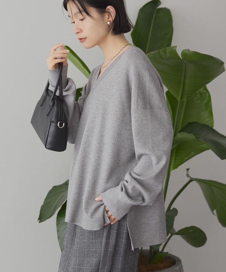 AMERICAN HOLIC「バイパチVネックニットプルオーバー＜静電気軽減＞」|ニット・セーター|