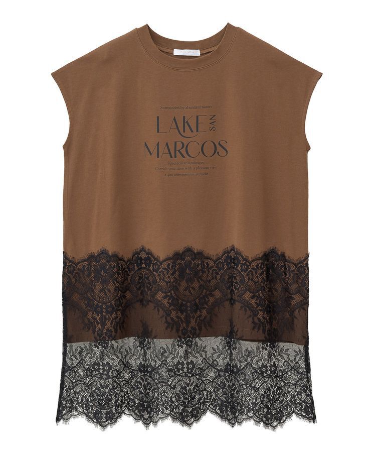 Green Parks「フレンチスリーブ裾レースロゴチュニック」|チュニック|