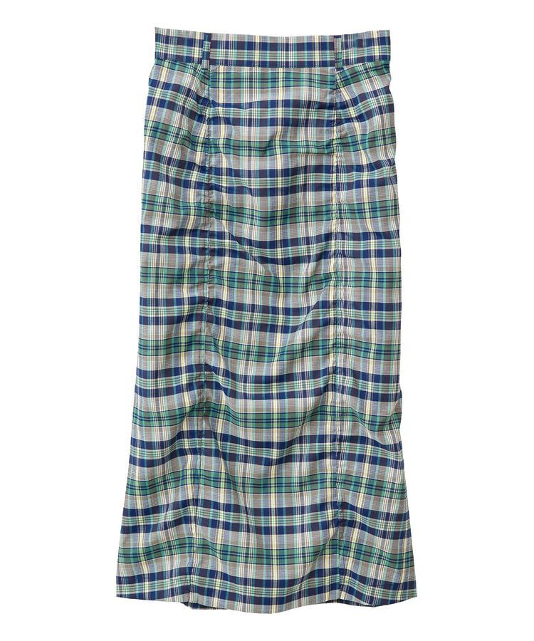 Green Parks「チェック柄シャーリングIラインスカート」|タイト|