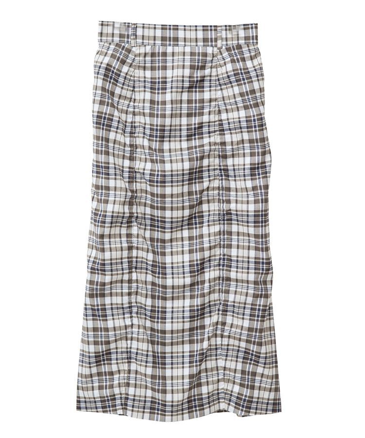 Green Parks「チェック柄シャーリングIラインスカート」|タイト|