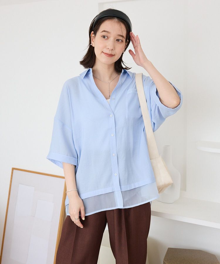 Green Parks「裾レイヤードショートスリーブシャツ」|シャツ・ブラウス|