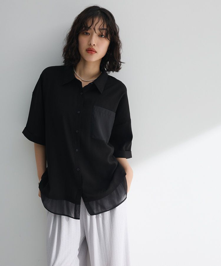 Green Parks「裾レイヤードショートスリーブシャツ」|シャツ・ブラウス|