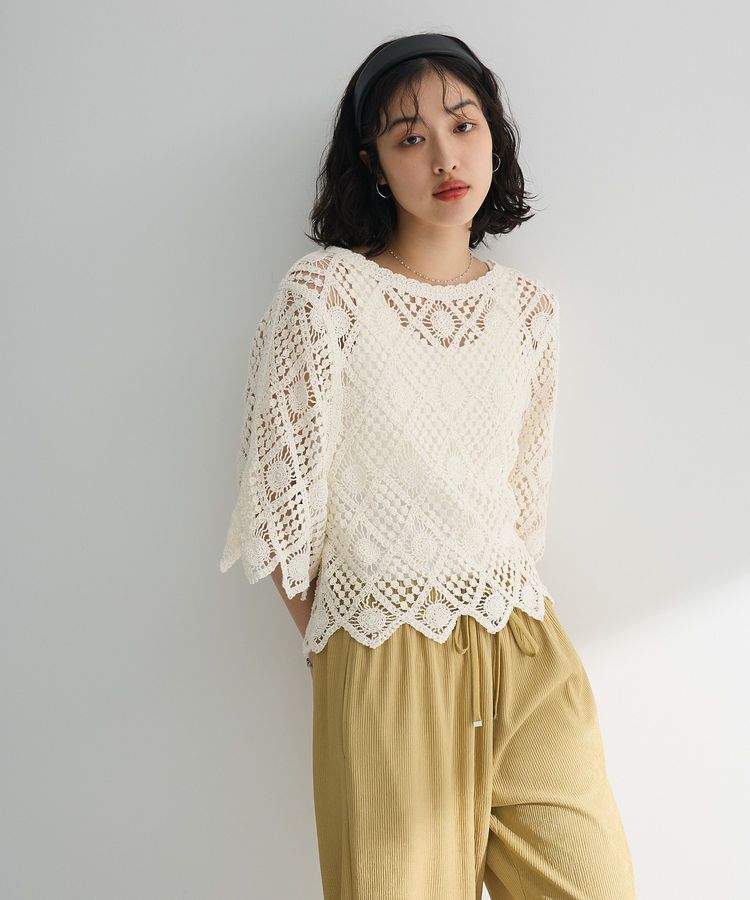 Green Parks「・SUGAR SPOON クロシェプルオーバー」|ニット・セーター|Ivory