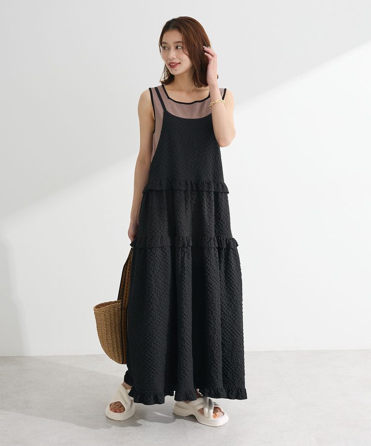 Green Parks「・Petit Fleur フリルティアードキャミワンピ」|ワンピース|Black