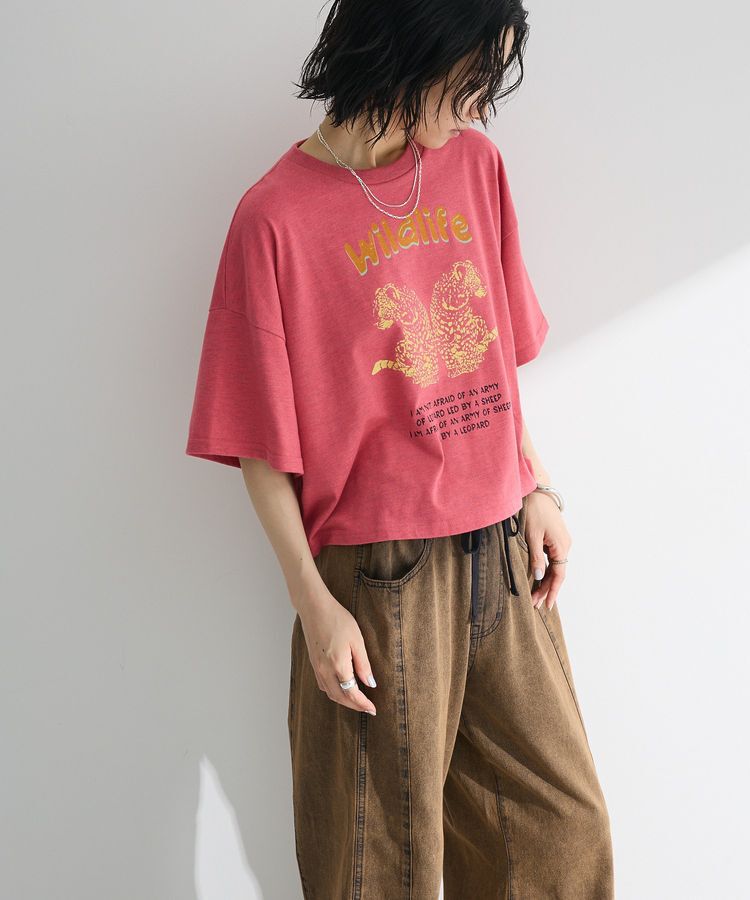 Green Parks「・DOUBLE FLAGS レオパードプリントTEE」|Tシャツ・カットソー|