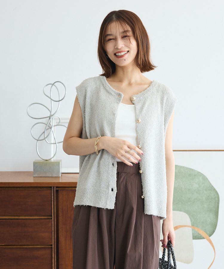 Green Parks「ツィード風金釦ニットベスト」|ベスト・ジレ|