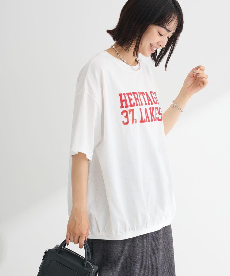 Green Parks「カレッジロゴ刺繍5分袖チュニック」|チュニック|Off White