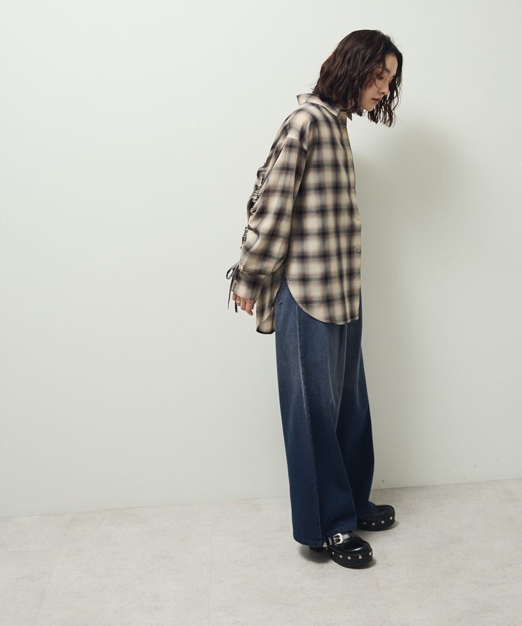 Green Parks「・ELENCARE DUE チェックギャザーシャツ」|シャツ・ブラウス|