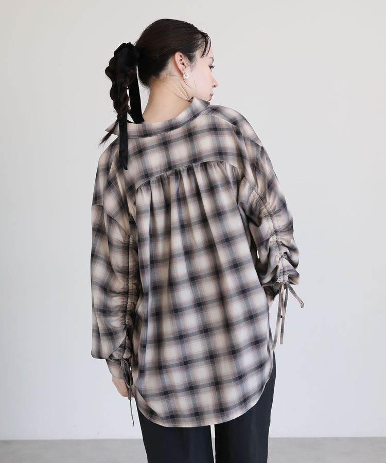 Green Parks「・ELENCARE DUE チェックギャザーシャツ」|シャツ・ブラウス|