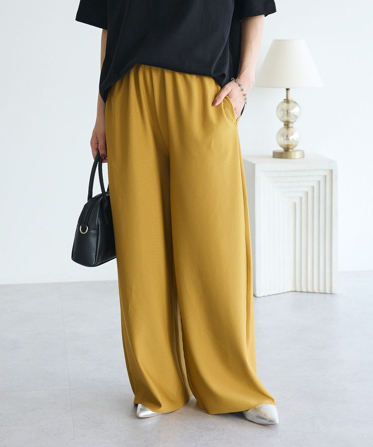Green Parks「楽ちんプリーツワイドパンツ」|その他|Mustard
